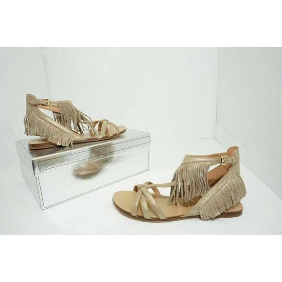 Sigerson Morrison Bross Light Gold Leather Women's Flats Sandals Size 8.5 M - Picture 1 of 10